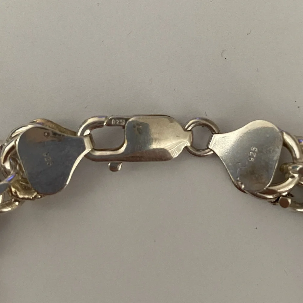 Unisex 8” 925 silver handmade bracelet 10mm wide chain